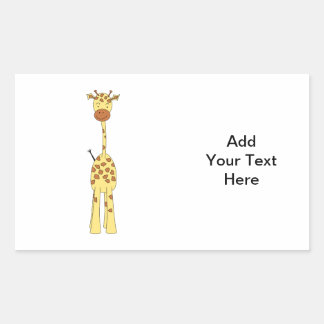 Tall Cute Giraffe. Cartoon Animal. Rectangular Sticker