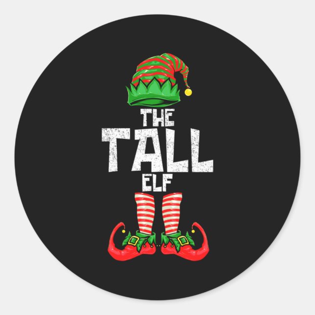 Tall Elf Christmas Matching Family  Classic Round Sticker (Front)
