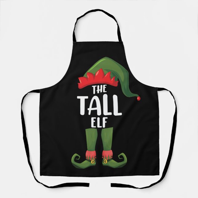 Tall Elf Matching Family Christmas  Apron (Front)