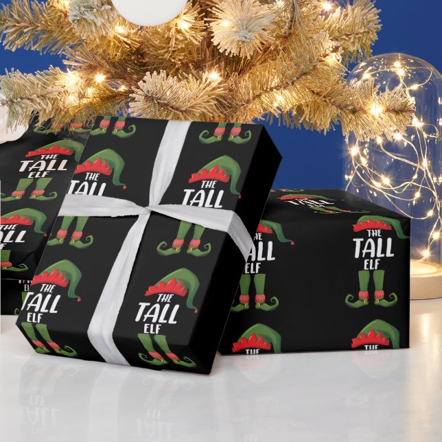 Tall Elf Matching Family Christmas  Wrapping Paper (Holidays)