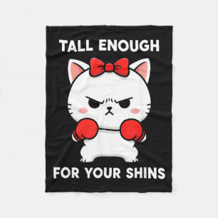 Tall Enough for Your Shins Cute Boxing Cat Humour Fleece Blanket