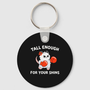 Tall enough for your shins funny boxing cat key ring