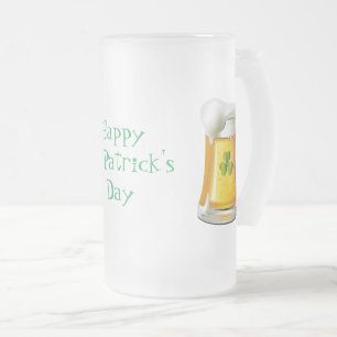 Tall Frosted Mug-St. Patrick's Day Glass Beer Mug