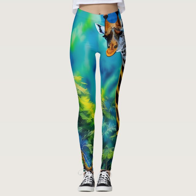 Tall Giraffe in the Trees  Leggings (Front)