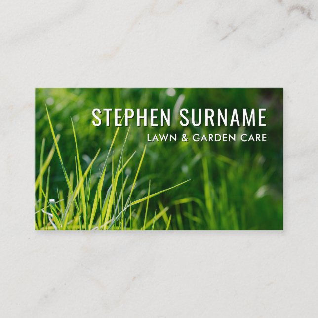 Tall Grass Photo Lawn Mowing Care Garden Service Business Card (Front)