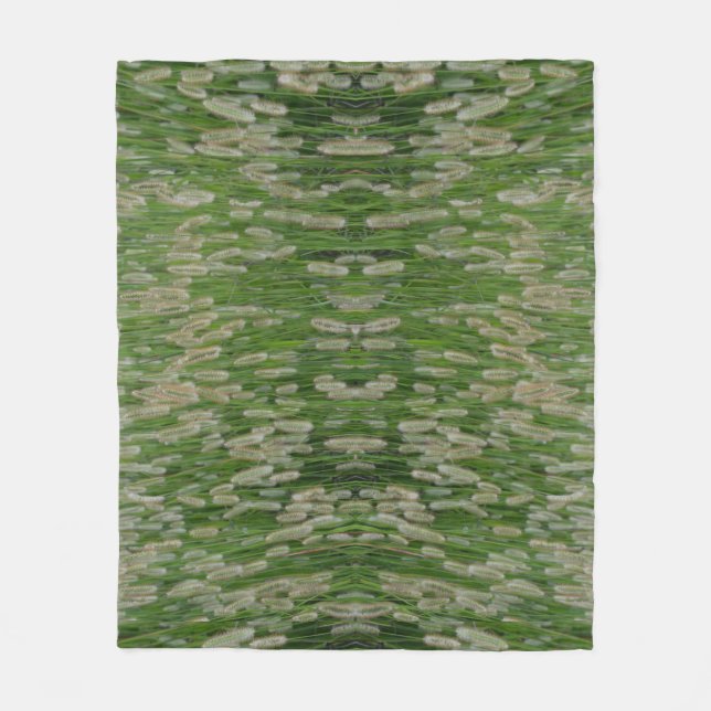 Tall Green Grasses Seeds Fleece Blanket (Front)