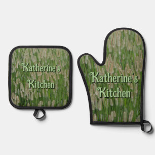 Tall Green Grasses Seeds Oven Mitt & Pot Holder Set
