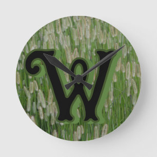 Tall Green Grasses Seeds Round Clock