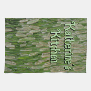 Tall Green Grasses Seeds Tea Towel