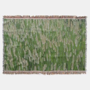 Tall Green Grasses Seeds Throw Blanket