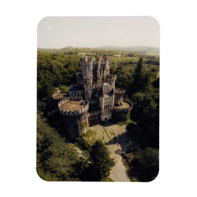 Tall Grey Stone Castle in Green Overgrown Woods Magnet (Vertical)