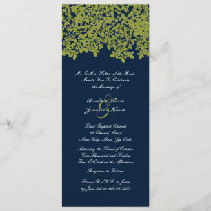 Tall Navu and Lime Floral Wedding Invitations