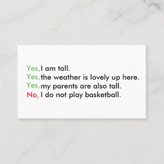 Tall person business cards