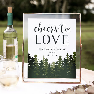 Tall Pines   Cheers to Love Wedding Bar Sign