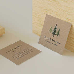 Tall Pines Kraft Square Business Card