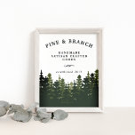 Tall Pines | Promotional Poster<br><div class="desc">Create eye catching signage for your business with our Tall Pines poster,  featuring a bottom border of evergreen pine trees in rich shades of hunter green. Three custom text fields and a flourish spacer provide flexibility for your desired text and layout.</div>