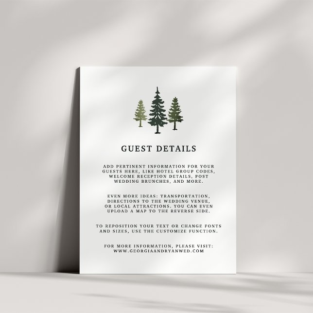Tall Pines Wedding Guest Details Card (Creator Uploaded)