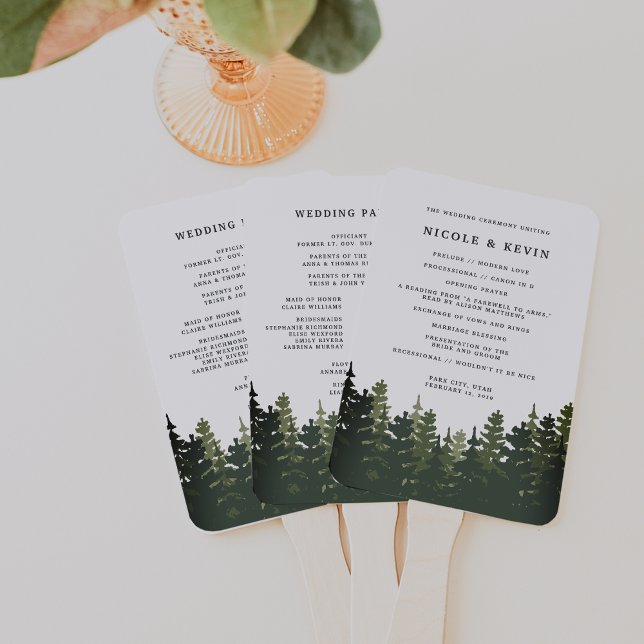 Tall Pines Wedding Program Hand Fan (Creator Uploaded)