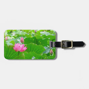 Tall Pink Water Lily Amongst Lily Pads Luggage Tag