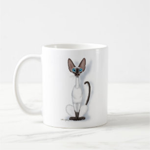 Tall & Quirky Siamese Cat Cartoon Coffee Mug