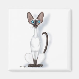 Tall & Quirky Siamese Cat Cartoon Magnet