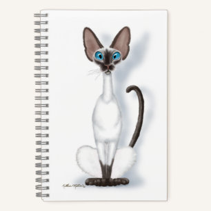  Tall & Quirky Siamese Cat Cartoon Notebook
