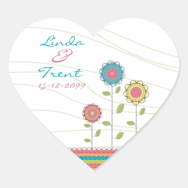 Tall Rainbow Flowers Wedding Save the Date Sticker (Front)