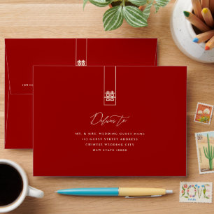 Tall Rectangle Double Happiness Chinese Wedding Envelopes