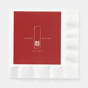 Tall Rectangle Double Happiness Chinese Wedding Napkin