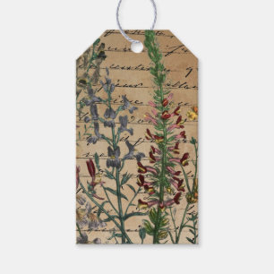 Tall Red & Blue Wildflowers, Script Writing Gift Tags