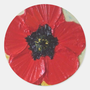 Tall Red Poppy II Round Sticker