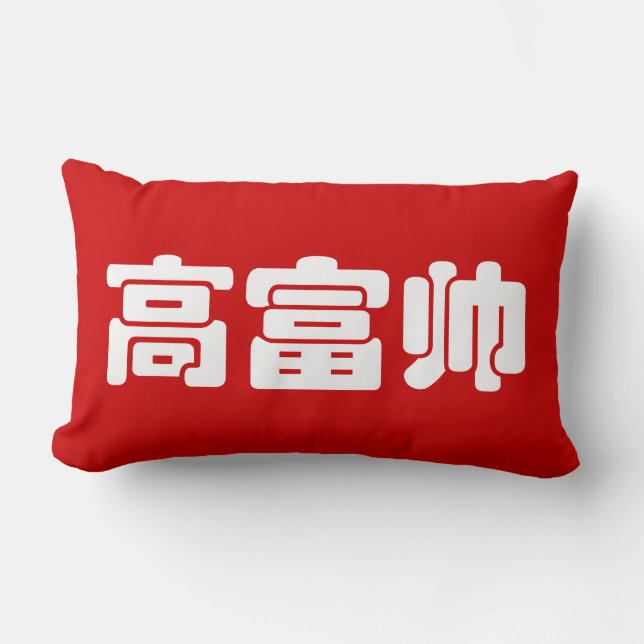 Tall, Rich & Handsome 高富帅 Chinese Hanzi MEME Lumbar Cushion (Front)