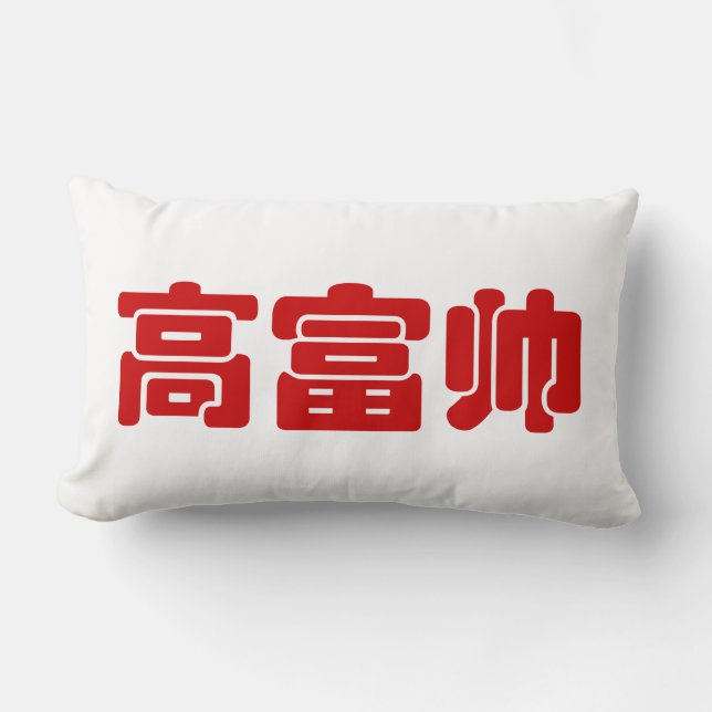 Tall, Rich & Handsome 高富帅 Chinese Hanzi MEME Lumbar Cushion (Front)