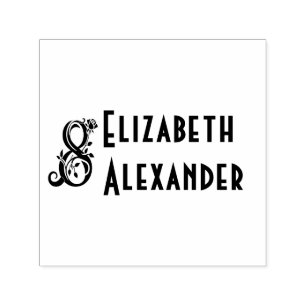 Tall Rose Ampersand Two Names #3 Wedding Couple Self-inking Stamp