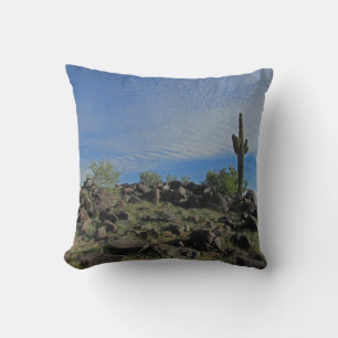 Tall Saguaro Cactus Desert Landscape Photograph Cushion