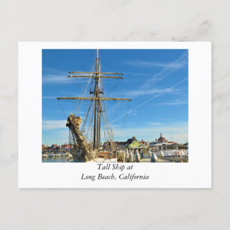 Tall Ship at Long Beach California Postcard