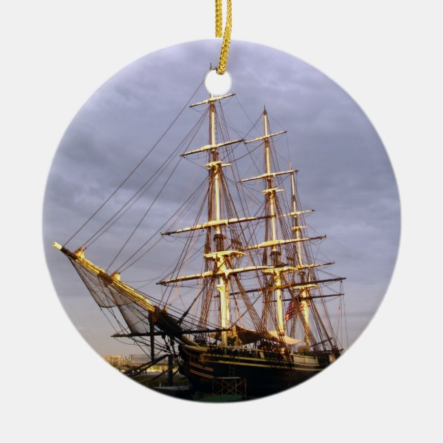 Tall Ship Ceramic Tree Decoration (Front)