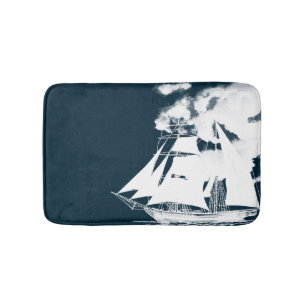 Tall Ship & Clouds Nautical Bath Mat