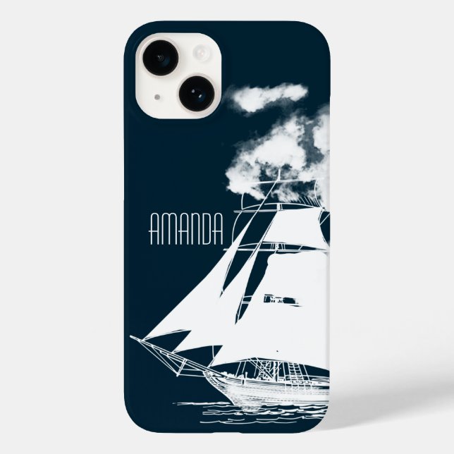 Tall Ship & Clouds Nautical Case-Mate iPhone Case (Back)