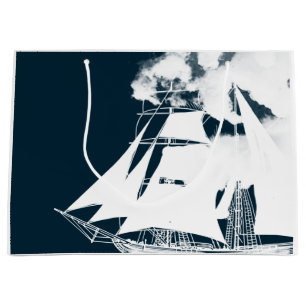 Tall Ship & Clouds Nautical Large Gift Bag