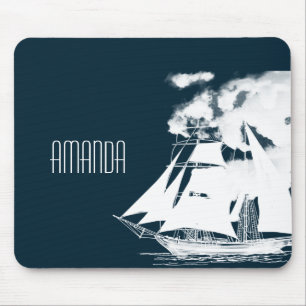 Tall Ship & Clouds Nautical Mouse Mat