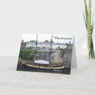 Tall Ship in Charlestown Harbour Cornwall Card