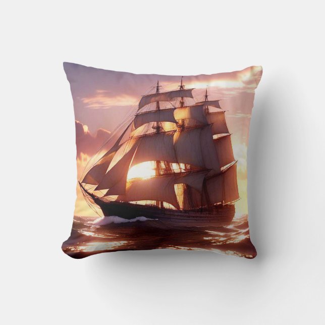 Tall ship in full sail cushion (Front)