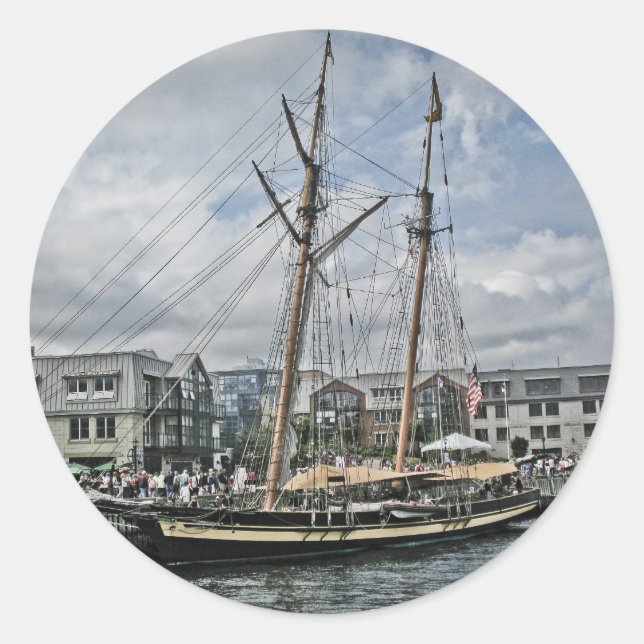 Tall Ship in Halifax Classic Round Sticker (Front)
