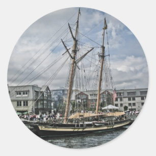 Tall Ship in Halifax Classic Round Sticker