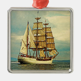 Tall Ship Metal Tree Decoration