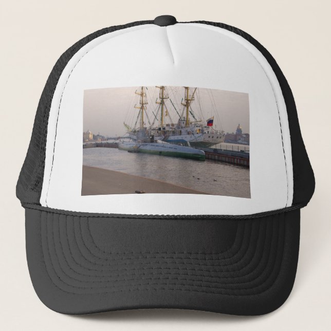 Tall Ship Mir And Submarine Trucker Hat (Front)