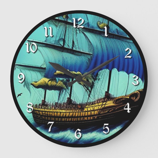 Tall Ship Nautical Large Clock (Front)