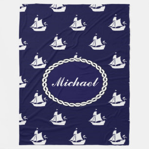 Tall Ship Nautical Personalised Fleece Blanket