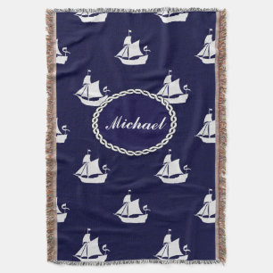 Tall Ship Nautical Personalised Throw Blanket